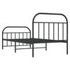 vidaXL Metal Bed Frame without Mattress with Footboard Black 100x200cm