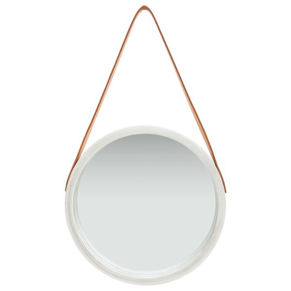 vidaXL Wall Mirror with Strap 40 cm Silver