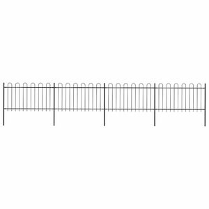 vidaXL Garden Fence with Hoop Top Steel 714.5x100 cm Black