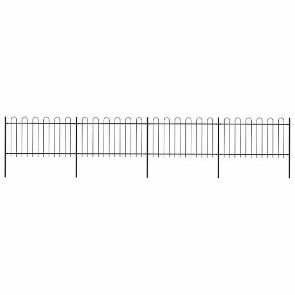 vidaXL Garden Fence with Hoop Top Steel 714.5x100 cm Black