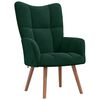 vidaXL Relaxing Chair with a Stool Dark Green Velvet