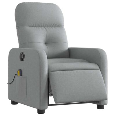 vidaXL Electric Massage Recliner Chair Light Grey Fabric