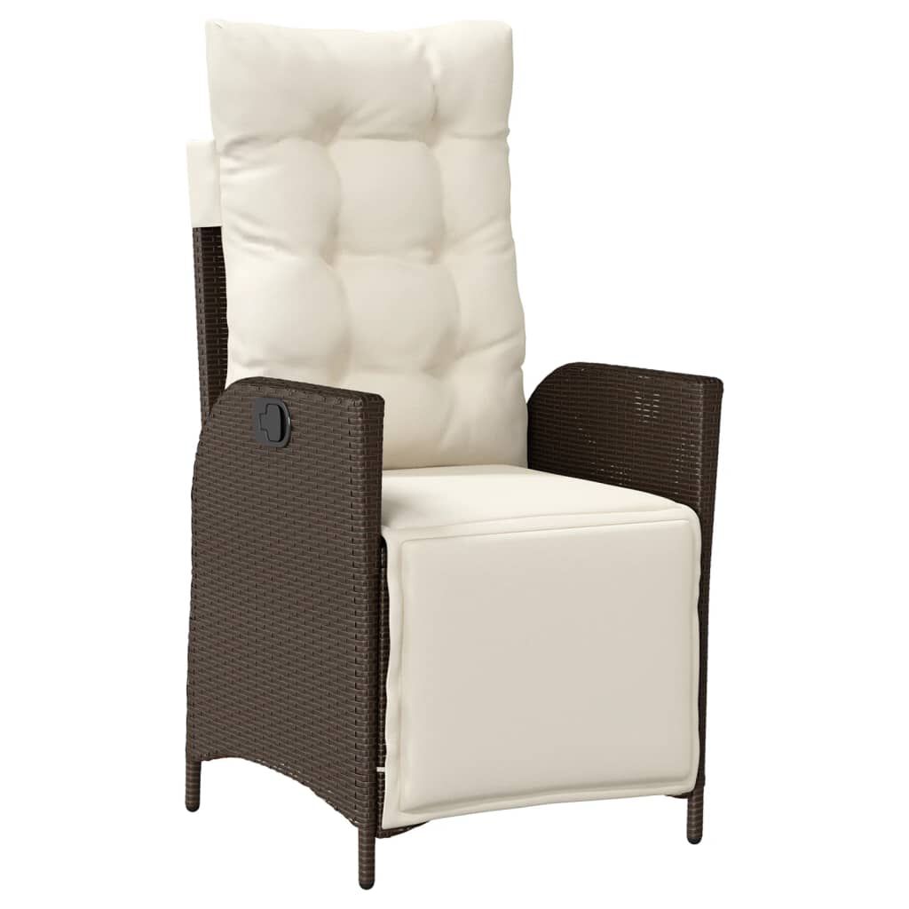 vidaXL Reclining Garden Chairs 2 pcs with Footrest Brown Poly Rattan