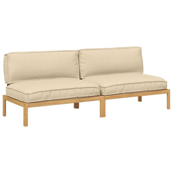 vidaXL Sofa Set with Cushion Beige 240 x 92 x 69 cm Solid Acacia Wood