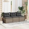 vidaXL Garden Sofas Armless with Cushions 2 pcs Grey Poly Rattan