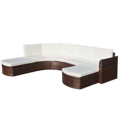 vidaXL 4 Piece Garden Lounge Set with Cushions Poly Rattan Brown