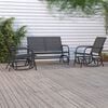 vidaXL 3 Piece Garden Glider Lounge Set Black Textilene and Steel