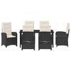 vidaXL Garden Dining Set with Cushion 7 pcs Black Poly Rattan