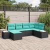 vidaXL Garden Sofa Set 6 pcs Black and Turquoise Poly Rattan