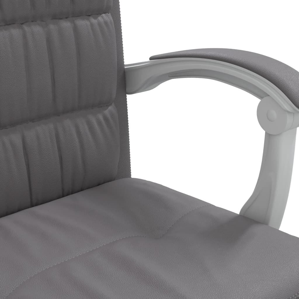 vidaXL Reclining Office Chair Grey Faux Leather