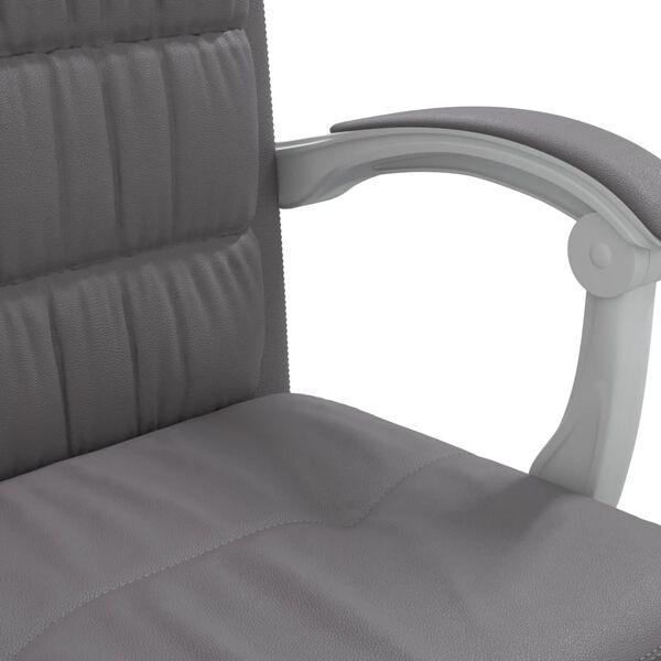 vidaXL Reclining Office Chair Grey Faux Leather