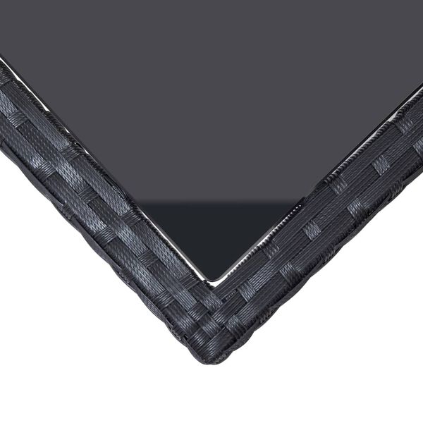 vidaXL Garden Table Black 240x90x74 cm Poly Rattan and Glass