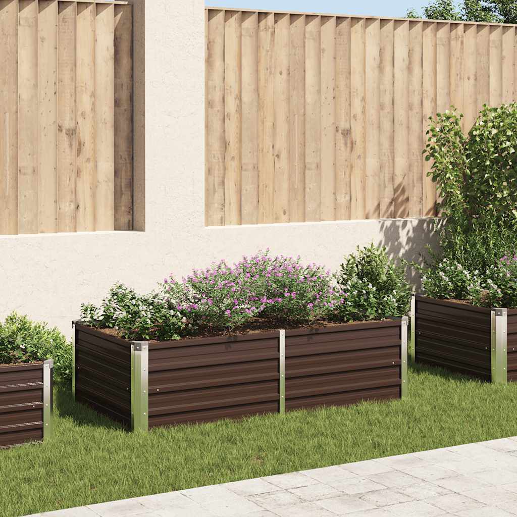 vidaXL Raised Garden Bed 160x80x45 cm Galvanised Steel Brown