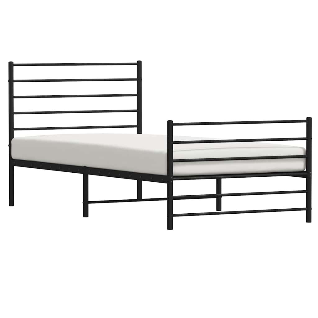 vidaXL Metal Bed Frame without Mattress with Footboard Black 100x200cm