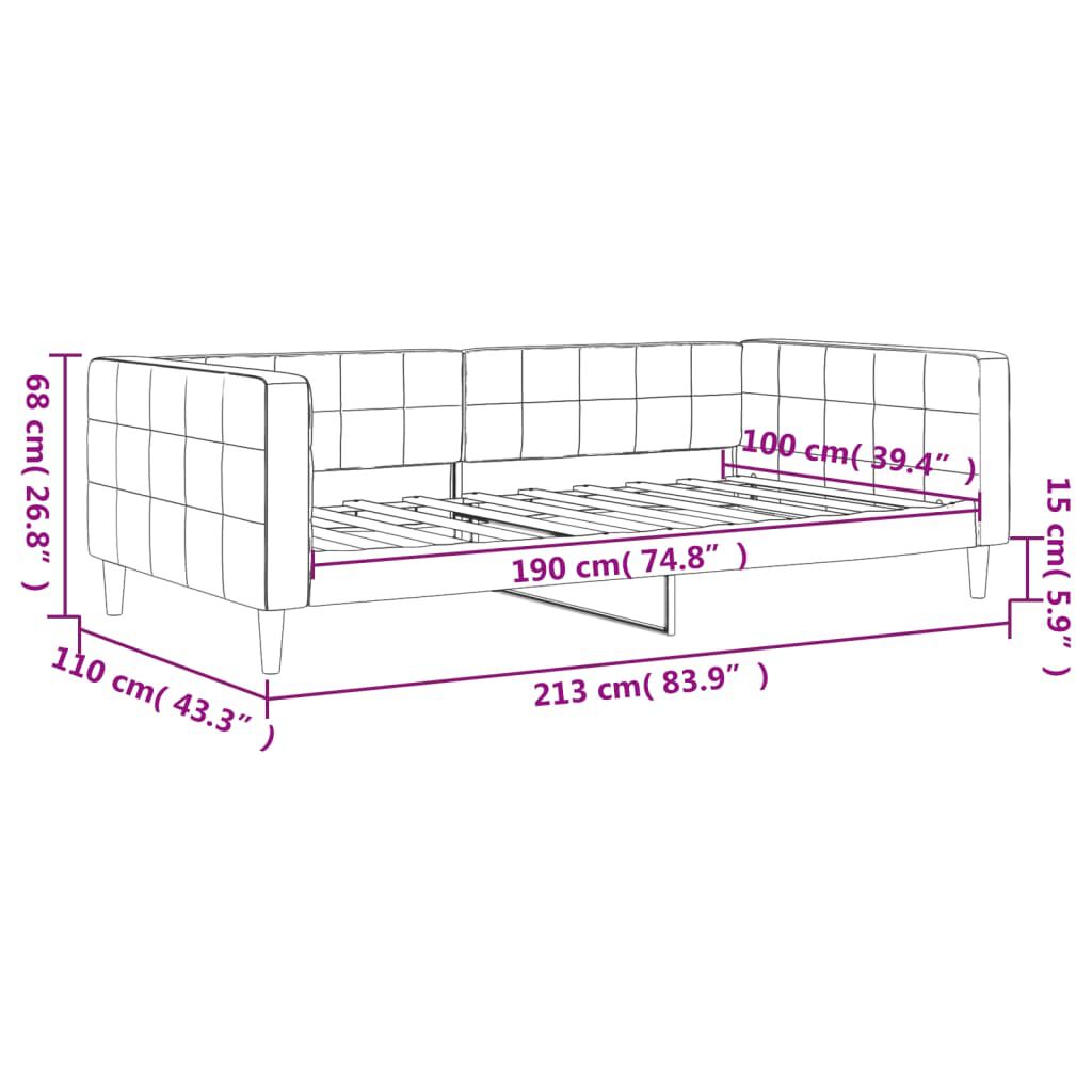 vidaXL Day Bed without Mattress Light Grey 100x190 cm Velvet