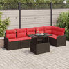 vidaXL Garden Sofa Set with Cushion 7 pcs Brown Poly Rattan