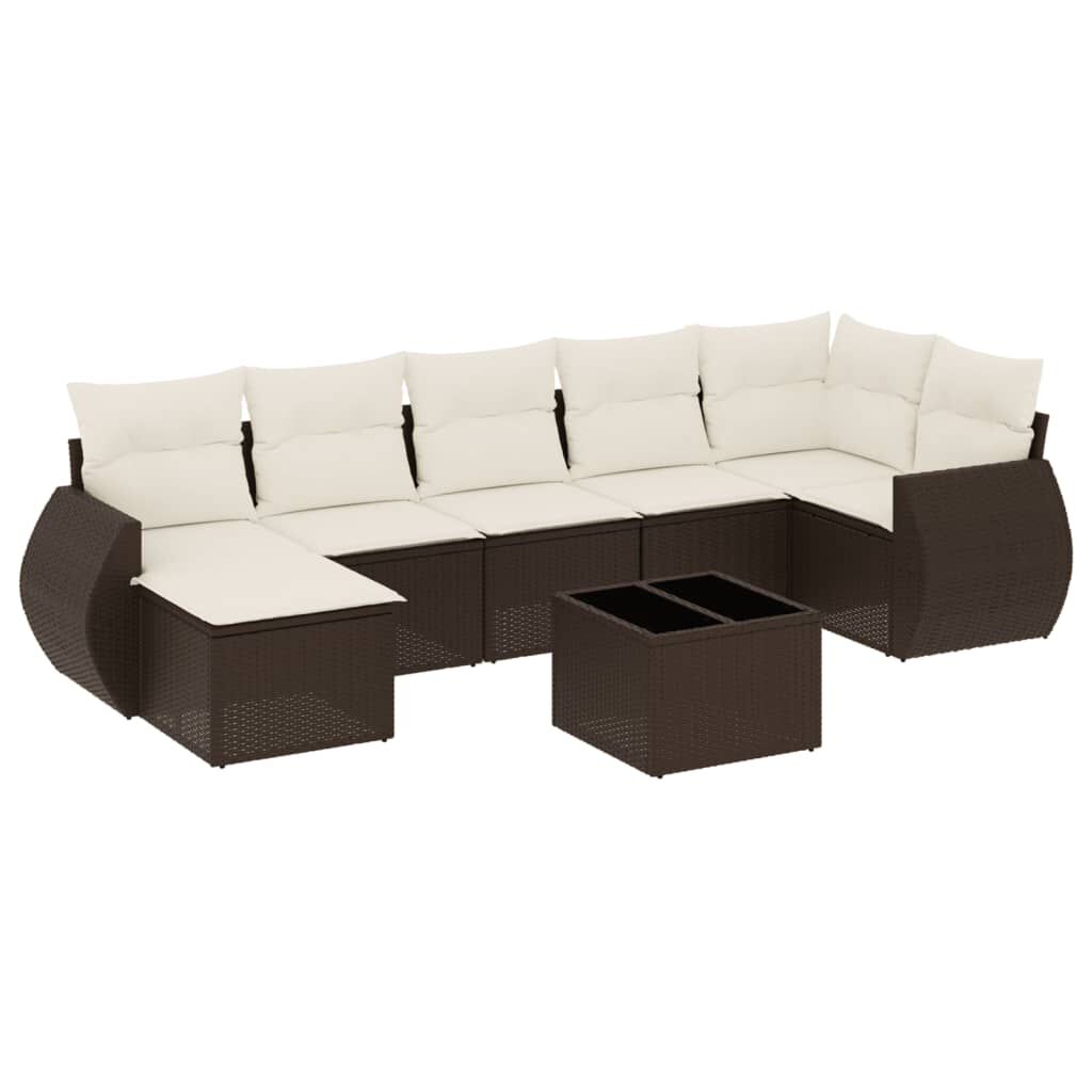 vidaXL 8 Piece Garden Sofa Set with Cushions Brown Poly Rattan