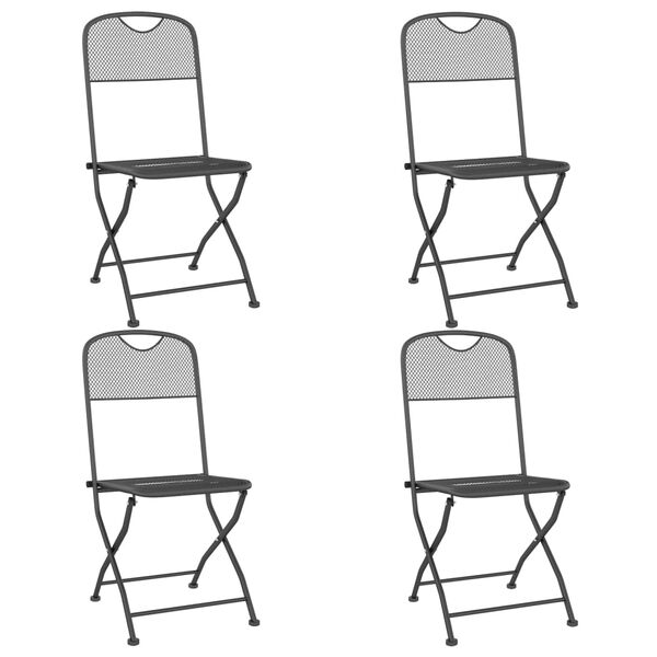 vidaXL Folding Garden Chairs 4 pcs Expanded Metal Mesh Anthracite