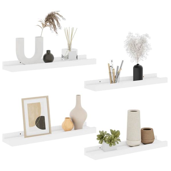vidaXL Wall Shelves 4 pcs White 40x9x3 cm