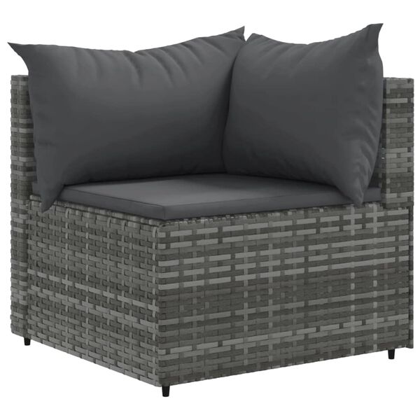 vidaXL 11 Piece Garden Lounge Set with Cushions Grey Poly Rattan