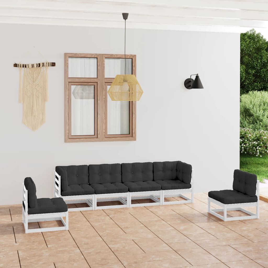 vidaXL 6 Piece Garden Lounge Set with Cushions Solid Pinewood