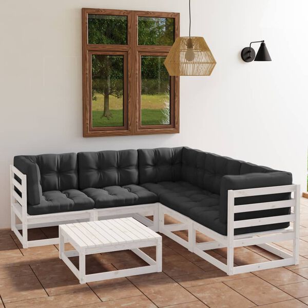 vidaXL 6 Piece Garden Lounge Set with Cushions Solid Pinewood