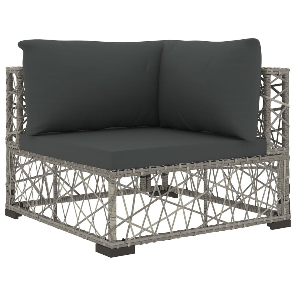 vidaXL 10 Piece Garden Lounge Set with Cushions Poly Rattan Grey