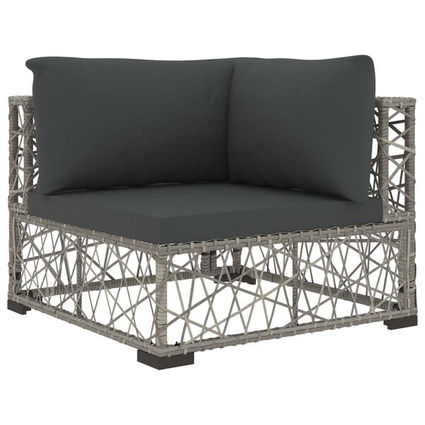 vidaXL 10 Piece Garden Lounge Set with Cushions Poly Rattan Grey