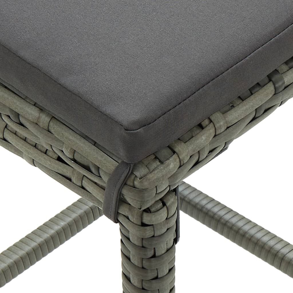 vidaXL 7 Piece Garden Bar Set with Cushions Poly Rattan Grey