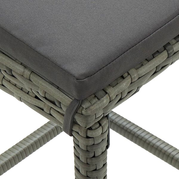 vidaXL 7 Piece Garden Bar Set with Cushions Poly Rattan Grey