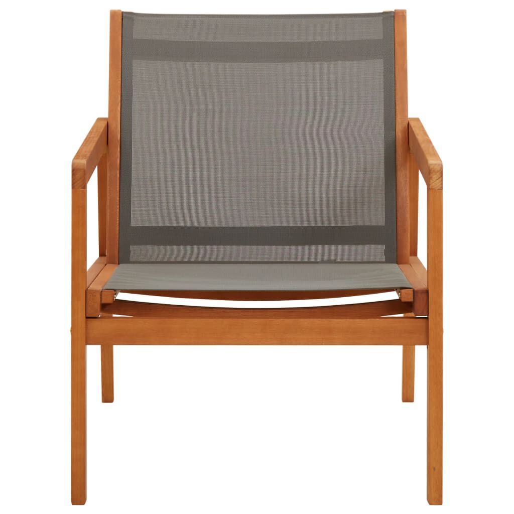 vidaXL Garden Lounge Chair Grey Solid Eucalyptus Wood and Textilene