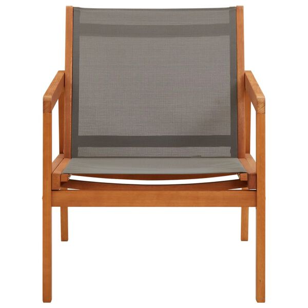 vidaXL Garden Lounge Chair Grey Solid Eucalyptus Wood and Textilene