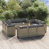 vidaXL 13 Piece Garden Lounge Set with Cushions Grey Poly Rattan