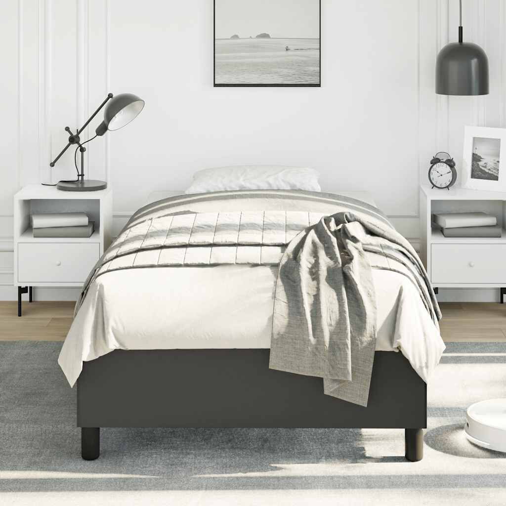 vidaXL Bed Frame without Mattress Black 100x190 cm Twin Faux Leather