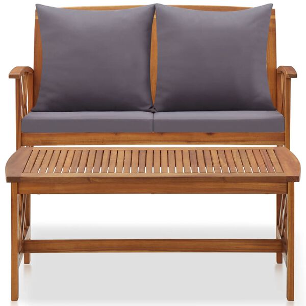 vidaXL 2 Piece Garden Lounge Set with Cushions Solid Acacia Wood