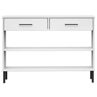 vidaXL Console Cabinet with Metal Legs White Solid Wood Pine OSLO