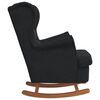 vidaXL Rocking Chair Wingback Black Velvet and Solid Wood