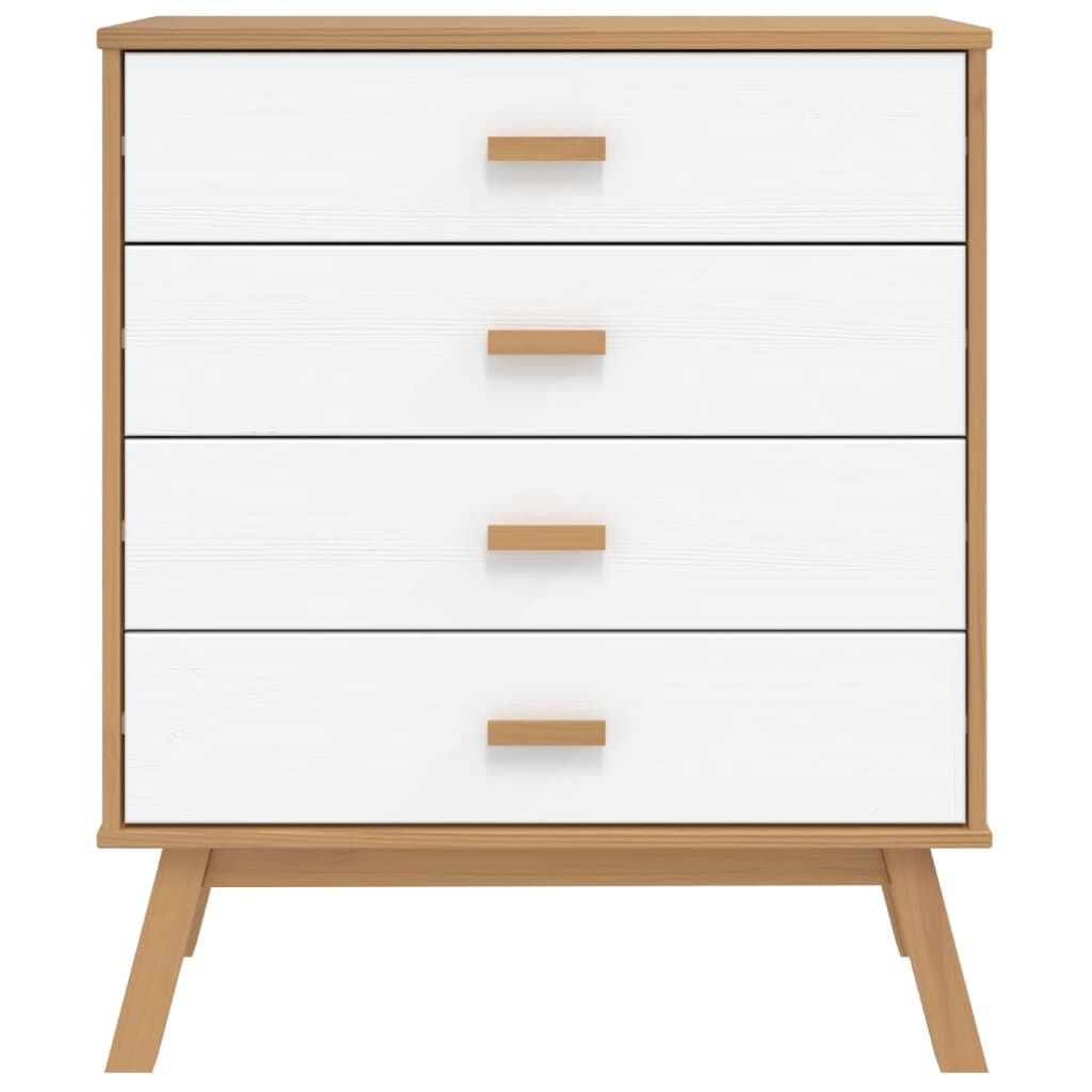 vidaXL Drawer Cabinet OLDEN White and Brown Solid Wood Pine