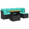 vidaXL 6 Piece Garden Sofa Set with Cushions Black Poly Rattan