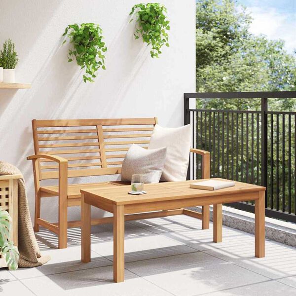 vidaXL Garden Sofa Set 2 pcs Natural Solid teak wood