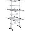 vidaXL 3-Tier Laundry Drying Rack with Wheels Silver 60x70x129 cm