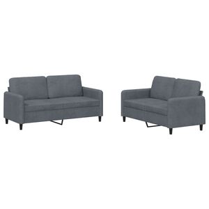 vidaXL 2 Piece Sofa Set Dark Grey Velvet