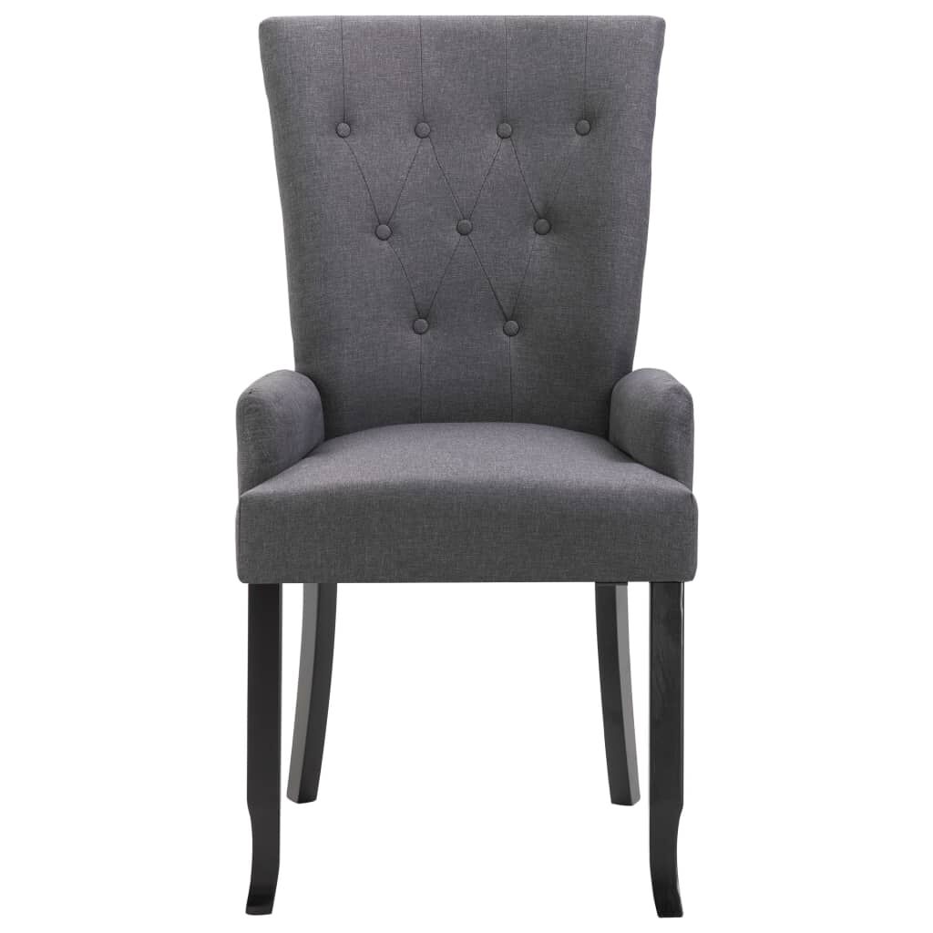 vidaXL Dining Chairs with Armrests 4 pcs Dark Grey Fabric
