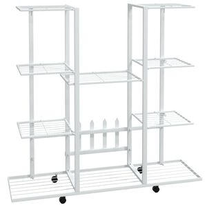 vidaXL Flower Stand with Wheels 94.5x24.5x91.5 cm White Iron
