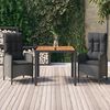 vidaXL 3 Piece Garden Dining Set with Cushions Black Poly Rattan