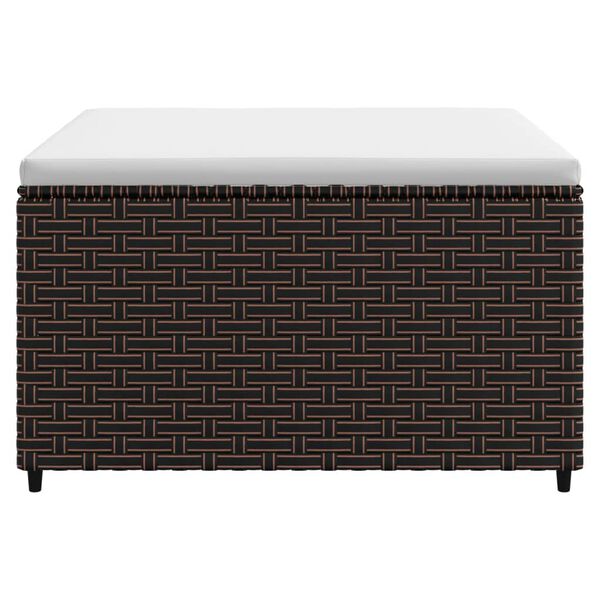 vidaXL Garden Footrest with Cushion Brown Poly Rattan