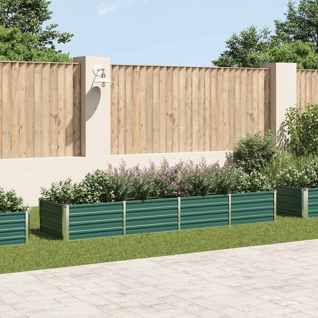 vidaXL Garden Raised Bed Galvanised Steel 320x80x45 cm Green