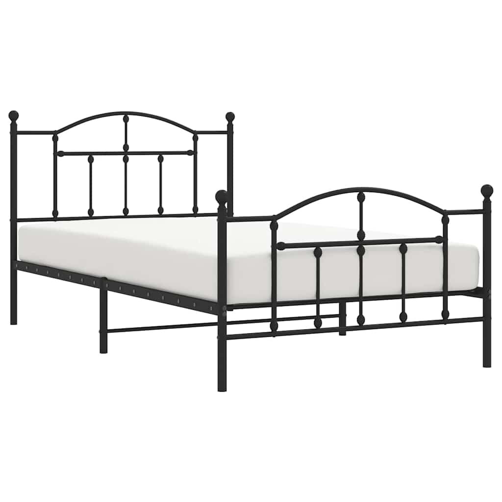 vidaXL Metal Bed Frame without Mattress with Footboard Black 100x200cm