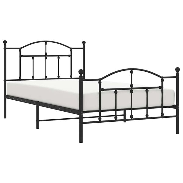 vidaXL Metal Bed Frame without Mattress with Footboard Black 100x200cm