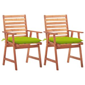 vidaXL Outdoor Dining Chairs 2 pcs with Cushions Solid Acacia Wood